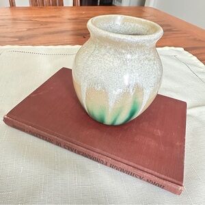 Vintage Mid-century modern drip glaze green vase